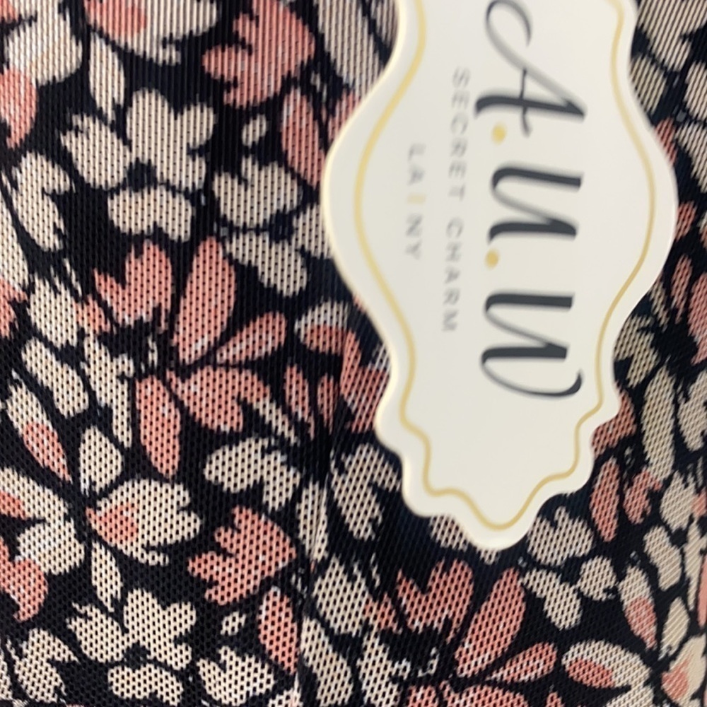 AUW - NWT Floral Black And Pink Lined Maxi Dress Size L - Picture 7 of 14